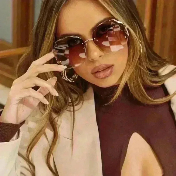 Rimless Brown Sunglasses - Picture 3 of 3